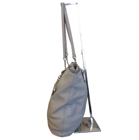 Michael Kors Gray Jet Set Chain Leather Tote Shoulder Bag - Picture 3 of 13